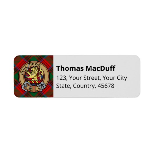 クランMacDuffクレストタータンチェック ラベル (正面)