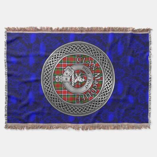 クランMacDuffクレスト&タータンチェックノット スローブランケット (正面)