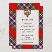クランMacFarlaneクレストオーバーレッドタータンチェック 招待状 (正面/裏面)