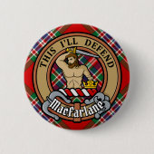 クランMacFarlaneクレストオーバーレッドタータンチェック 缶バッジ (正面)