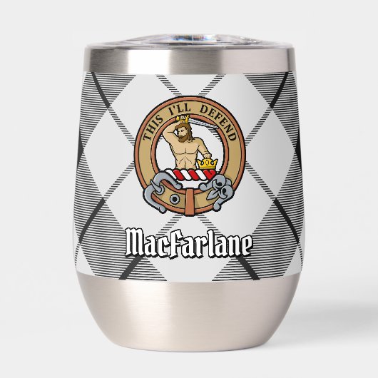 クランMacFarlaneクレストオーバー白黒タータンチェック (正面)