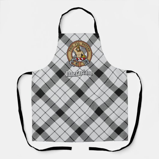 クランMacFarlaneクレストオーバー白黒タータンチェック エプロン (正面)
