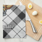 クランMacFarlaneクレストオーバー白黒タータンチェック キッチンタオル (四つ折り)