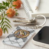 クランMacFarlaneクレストオーバー白黒タータンチェック キーホルダー (正面右)