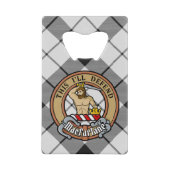 クランMacFarlaneクレストオーバー白黒タータンチェック クレジットカード栓抜き (正面)