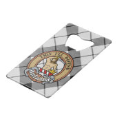 クランMacFarlaneクレストオーバー白黒タータンチェック クレジットカード栓抜き (正面アングル)