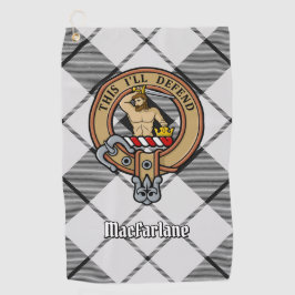 クランMacFarlaneクレストオーバー白黒タータンチェック ゴルフタオル