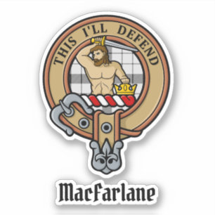 クランMacFarlaneクレストオーバー白黒タータンチェック シール