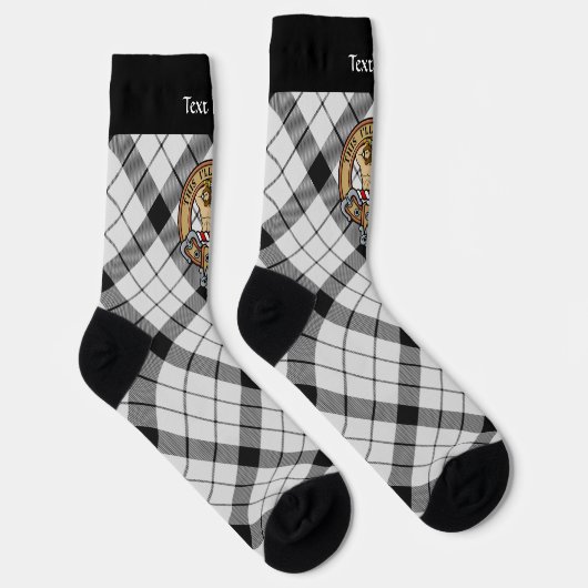 クランMacFarlaneクレストオーバー白黒タータンチェック ソックス (右)