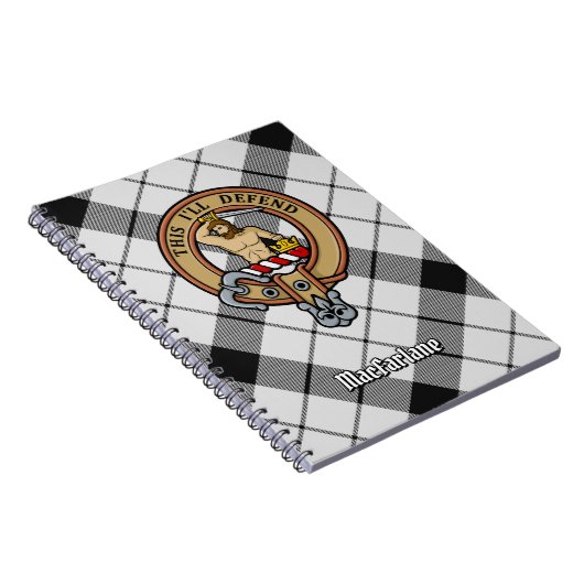 クランMacFarlaneクレストオーバー白黒タータンチェック ノートブック (右側)