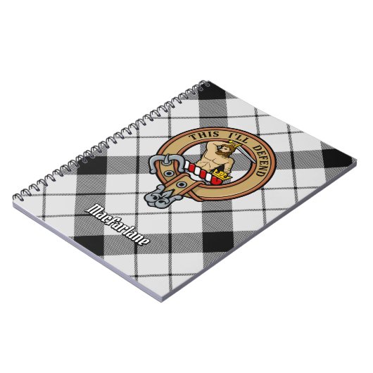 クランMacFarlaneクレストオーバー白黒タータンチェック ノートブック (左側)