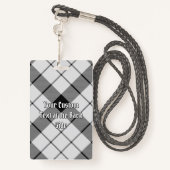クランMacFarlaneクレストオーバー白黒タータンチェック バッジ (裏面ランヤード)