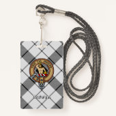 クランMacFarlaneクレストオーバー白黒タータンチェック バッジ (正面ランヤード)