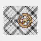 クランMacFarlaneクレストオーバー白黒タータンチェック フリースブランケット (正面(横))