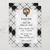 クランMacFarlaneクレストオーバー白黒タータンチェック 招待状 (正面/裏面)