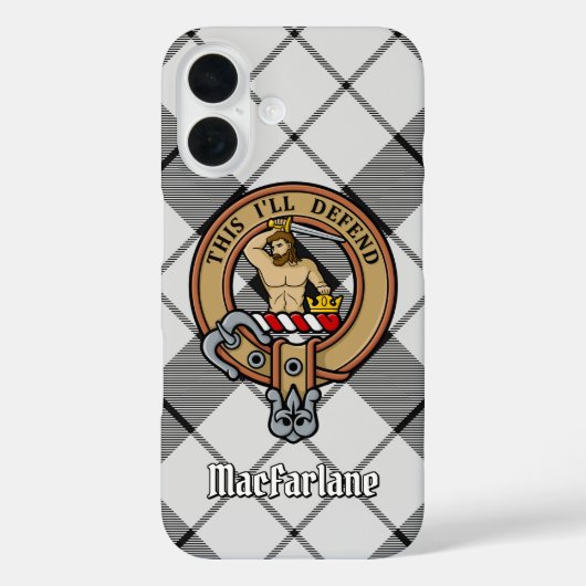 クランMacFarlaneクレストオーバー白黒タータンチェック Case-Mate iPhoneケース (裏面)