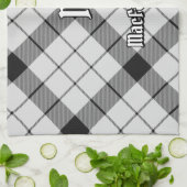 クランMacFarlane白黒タータンチェック キッチンタオル (折り畳み)