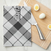 クランMacFarlane白黒タータンチェック キッチンタオル (四つ折り)