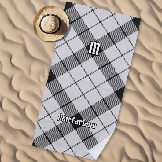 クランMacFarlane白黒タータンチェック ビーチタオル