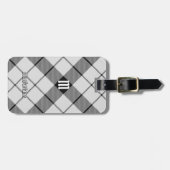クランMacFarlane白黒タータンチェック ラゲッジタグ (正面横)