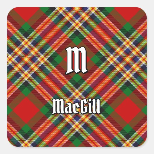クランMacGillタータンチェックスクエアステッカー スクエアシール (正面)