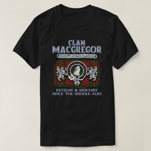 クランMacGregor crestスコットランドのクランドスコティッシュスラナ Tシャツ (デザイン正面)