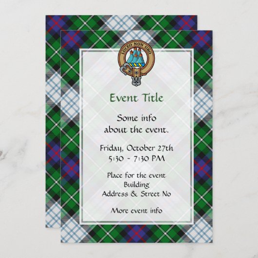 クランMacKenzieクレストオーバードレスタータンチェック 招待状 (正面/裏面)
