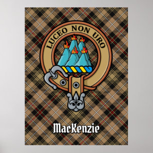 クランMacKenzieクレストオーバー狩りタータンチェック ポスター
