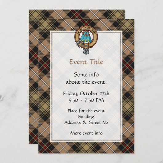 クランMacKenzieクレストオーバー狩りタータンチェック 招待状 (正面/裏面)
