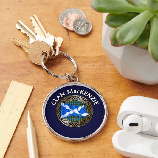 クランMacKenzieタータンチェックノット&フラグ キーホルダー (デスク)