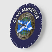 クランMacKenzieタータンチェックノット&フラグ ラージ壁時計 (傾斜)