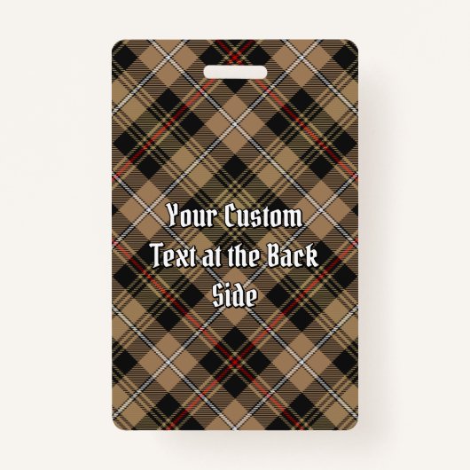 クランMacKenzieブラウン狩りタータンチェックバッジ バッジ (裏面)