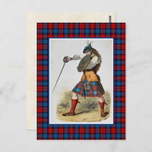 クランMacLachlanヴィンテージイラストレーションタータンチェックフレーム ポストカード (正面/裏面)