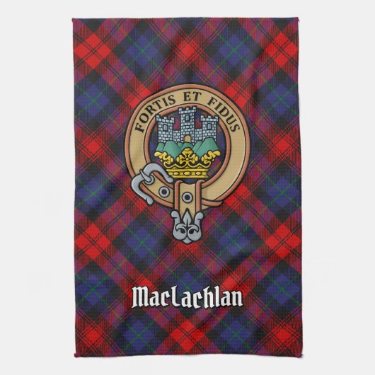 クランMacLachlan Crest overタータンチェック キッチンタオル (縦)