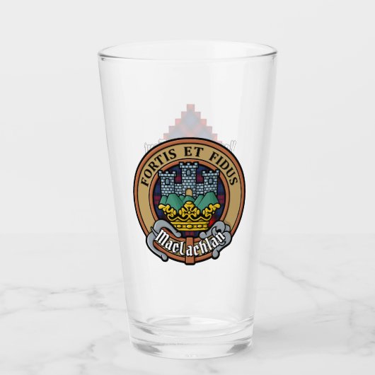 クランMacLachlan Crest overタータンチェック タンブラーグラス (正面)