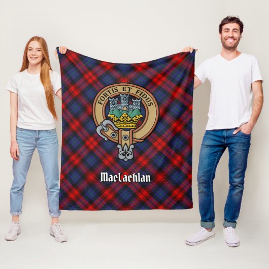 クランMacLachlan Crest overタータンチェック フリースブランケット (インサイチュ)