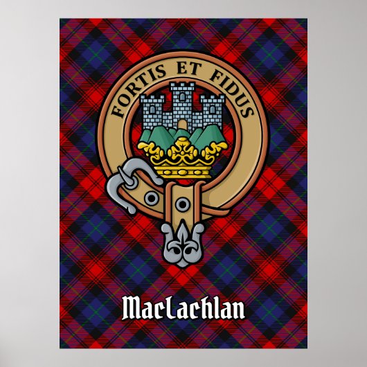 クランMacLachlan Crest overタータンチェック ポスター (正面)