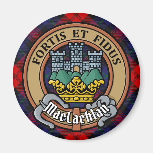 クランMacLachlan Crest overタータンチェック マグネット (正面)