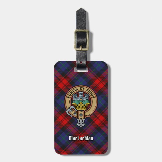 クランMacLachlan Crest overタータンチェック ラゲッジタグ (正面縦)
