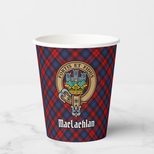クランMacLachlan Crest overタータンチェック 紙コップ (正面)