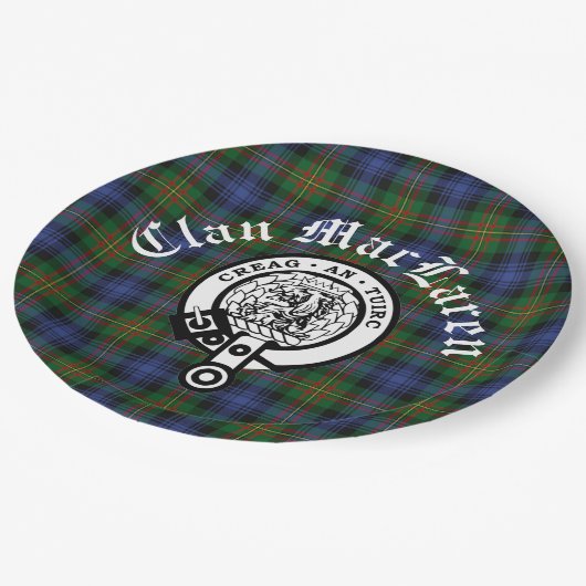 クランMacLarenクレストバッジ&タータンチェックカスタマイズ ペーパープレート (アングル)
