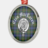 クランMacLarenクレストバッジ&タータンチェックカスタマイズ メタルオーナメント (左)