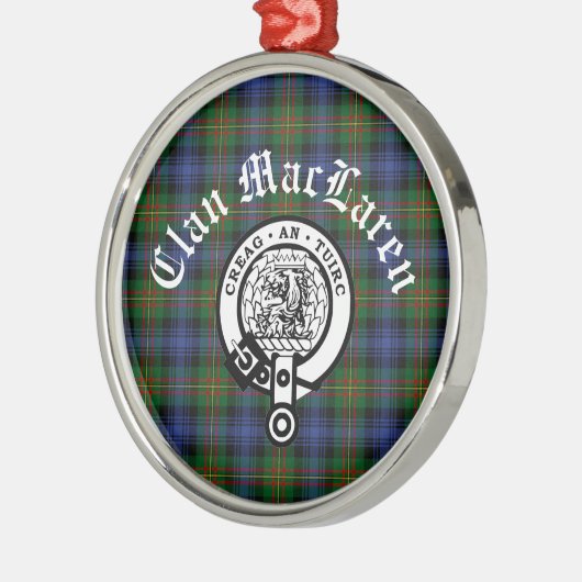 クランMacLarenクレストバッジ&タータンチェックカスタマイズ メタルオーナメント (左)