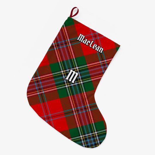 クランMacLeanタータンチェック ラージクリスマスストッキング (正面 (吊り時))