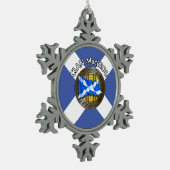 クランMacLeodタータンチェックノット&フラグ スノーフレークピューターオーナメント (左)