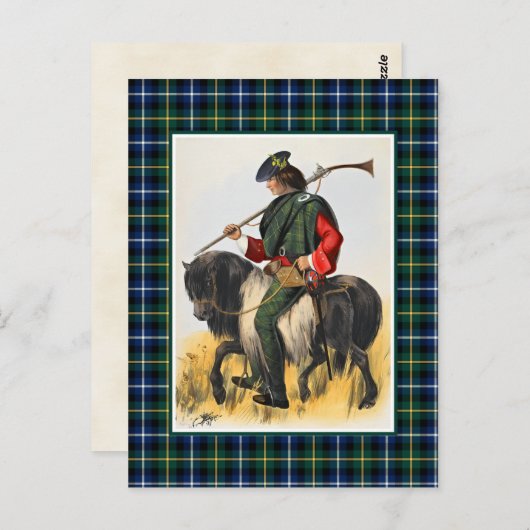 クランMacNeilヴィンテージイラストレーションタータンチェック ポストカード (正面/裏面)