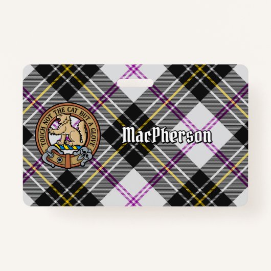 クランMacPhersonクレストオーバードレスタータンチェック バッジ (正面)