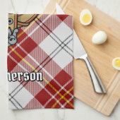 クランMacPhersonクレストオーバーレッドドレスタータンチェック キッチンタオル (四つ折り)