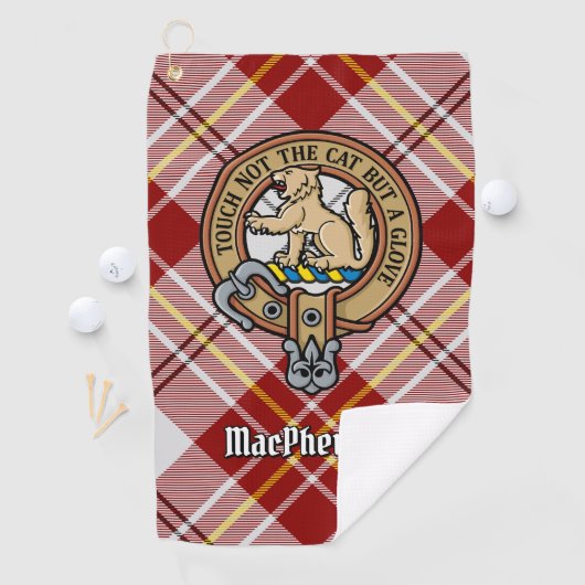 クランMacPhersonクレストオーバーレッドドレスタータンチェック ゴルフタオル (インサイチュ)