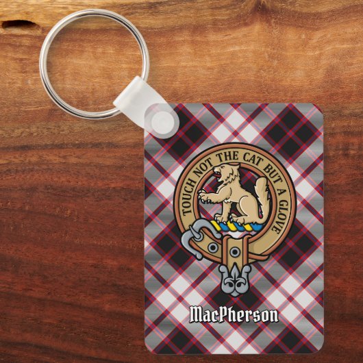 クランMacPhersonクレスト上の狩りタータンチェックキーチェーン キーホルダー (正面)
